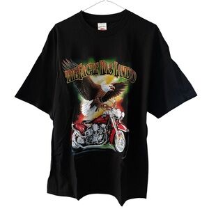 Vintage Y2K Biker Eagle T Shirt Black Crewneck Motorcycle Edgy Festival Cotton